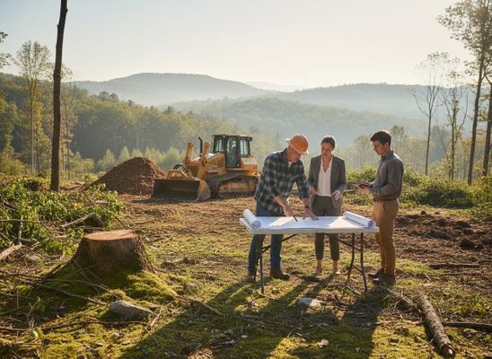 Construction Team Reviewing Site Plans