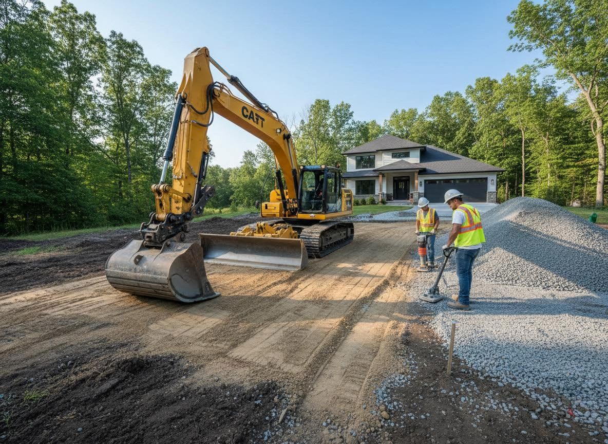 Residential driveway construction