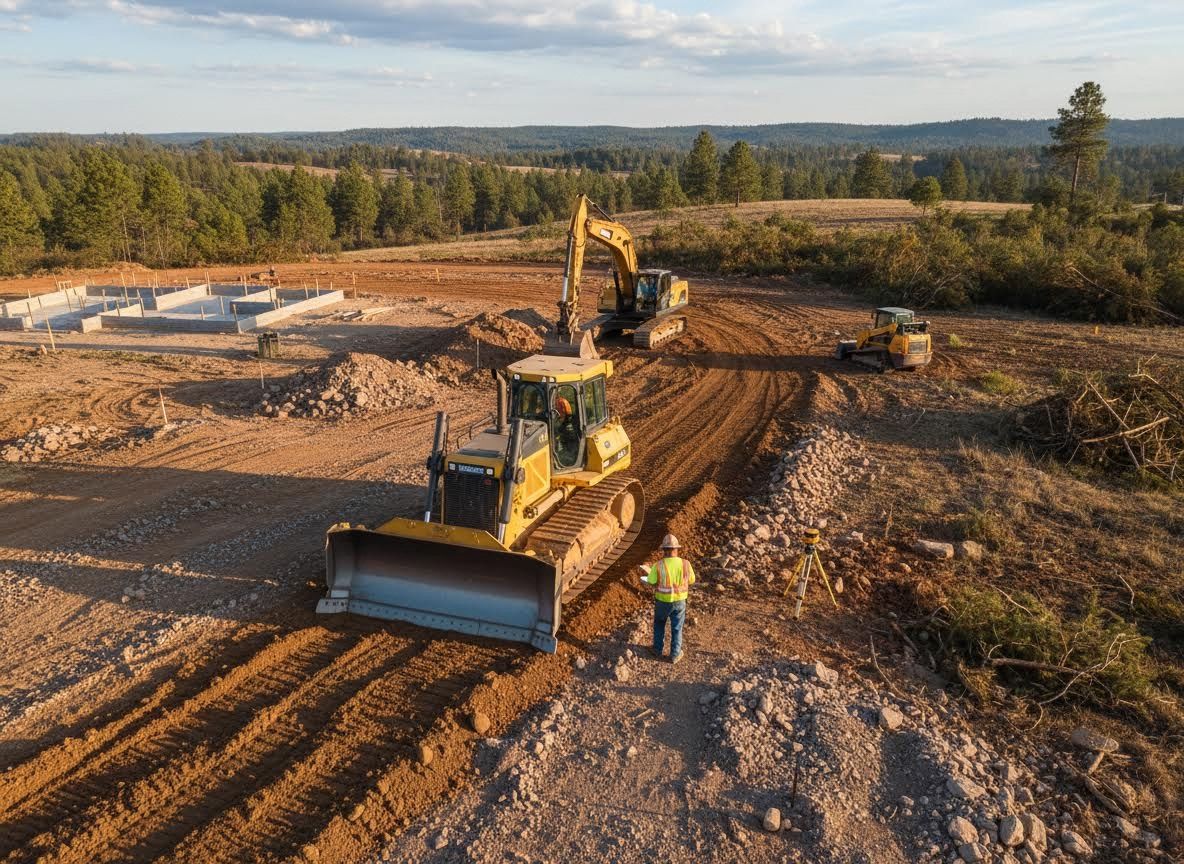 Heavy Construction Equipment at a New Building Site