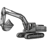 graphic of a dozer with dirt in the claw