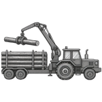 graphic of a log loader with timber on a trailer