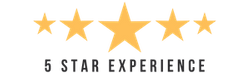 5 yellow stars with "5 star experience" text under them