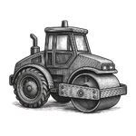 graphic of a bulldozer with a rolling pin