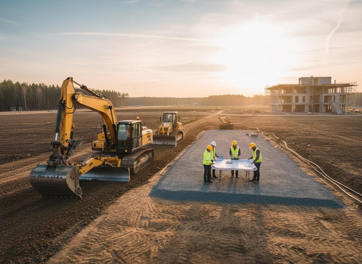 Construction Team Meeting at Sunset