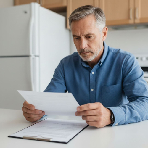 homeowner reading about warranty