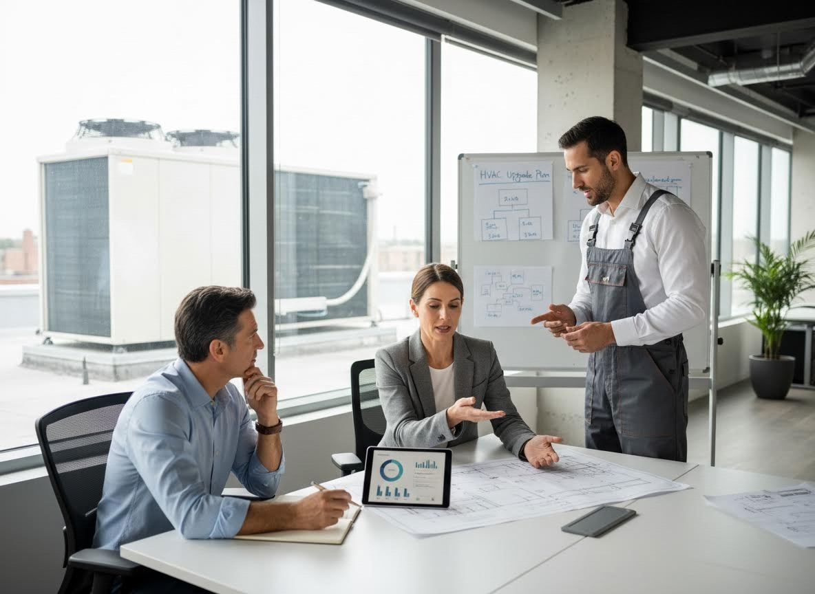 HVAC Technician Presents Upgrade Plan to Executives