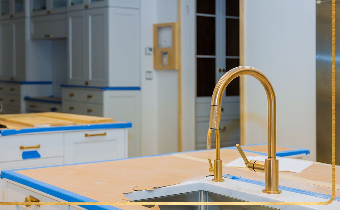 Kitchen Remodel with gold fixtures