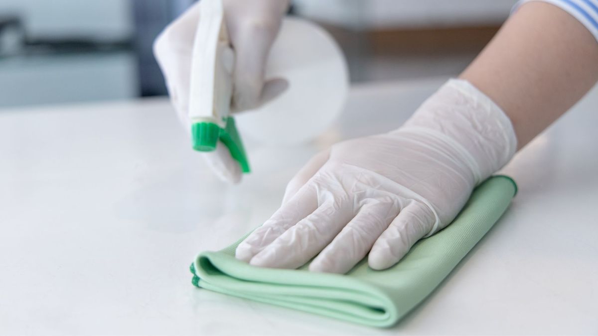 cleaning a table