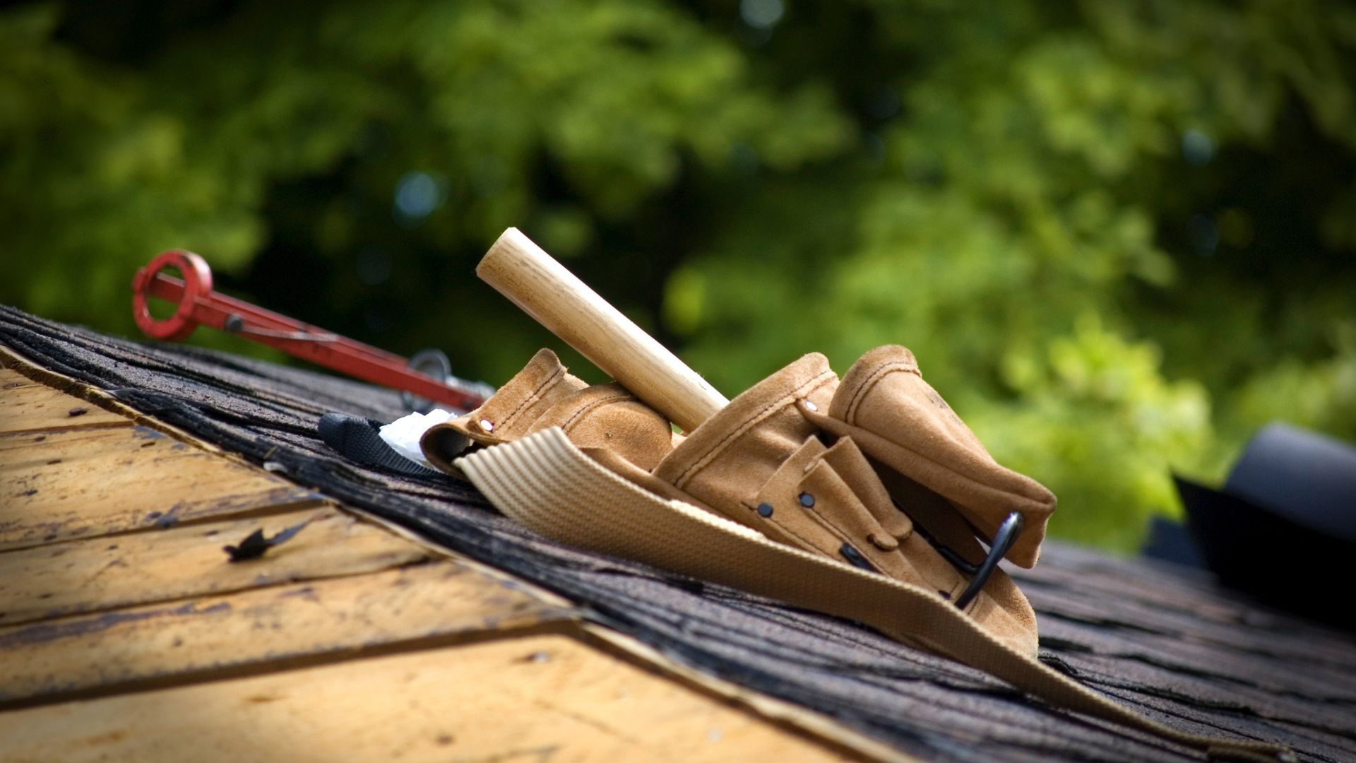 roofing equipment on roof