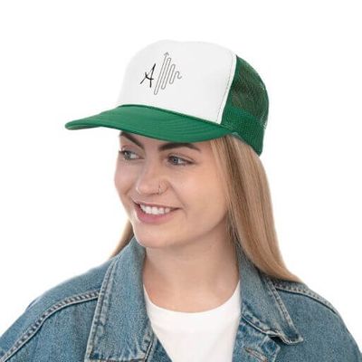 model wearing Aww.Then.Tic trucker cap