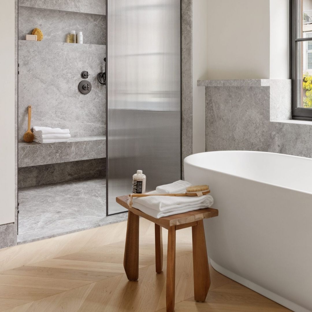 standalone tub and walk-in shower