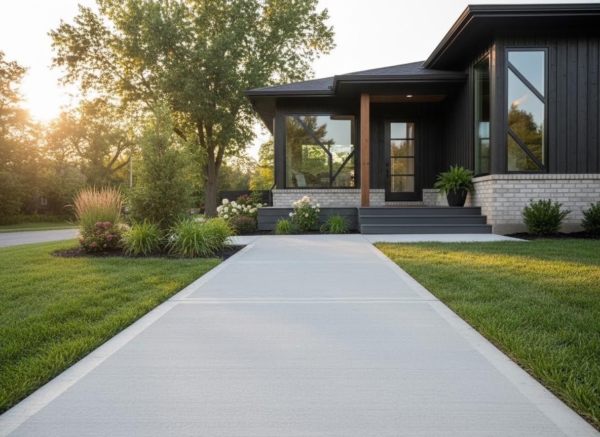 concrete sidewalk at a house
