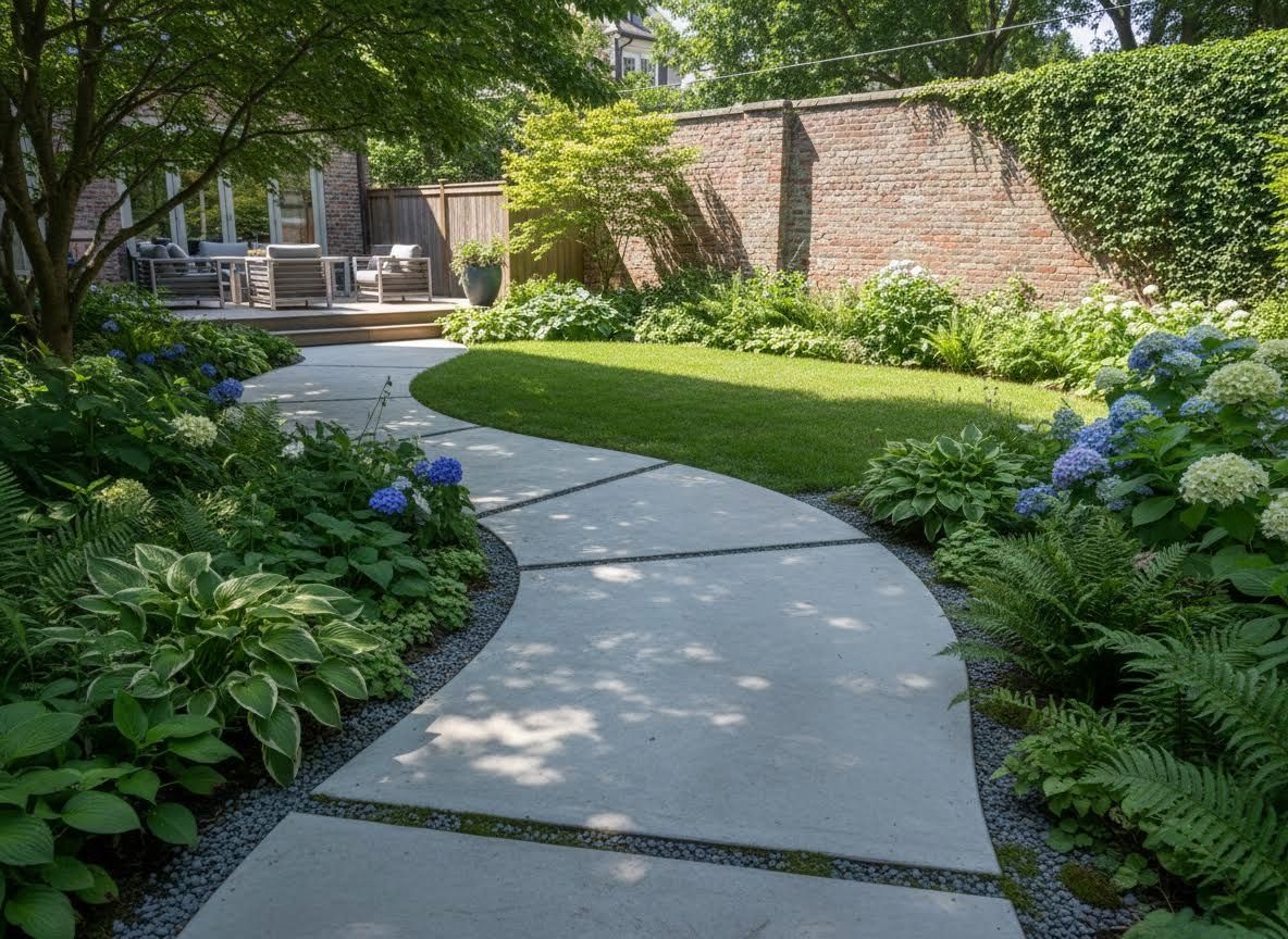 concrete walkway in a backyard