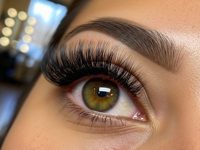 close up of eyebrows and eyelashes