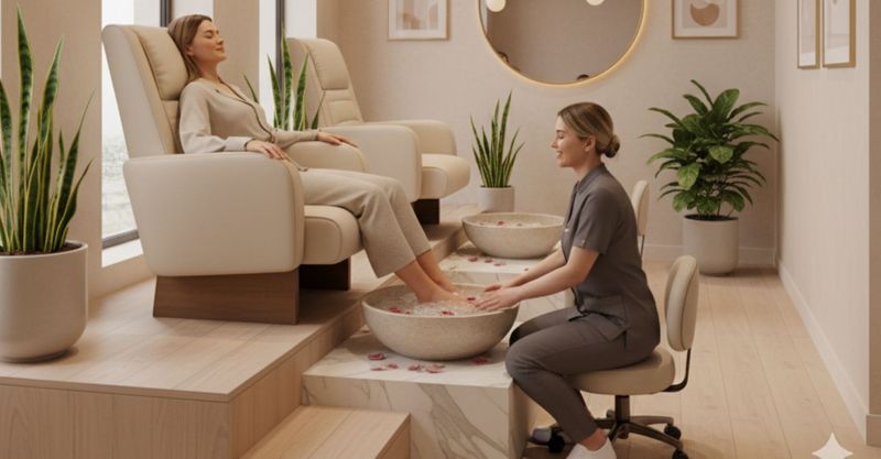 Woman getting a pedicure