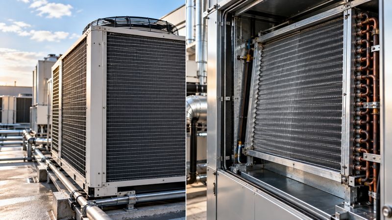 Commercial condenser coil and evaporator coil in HVAC equipment