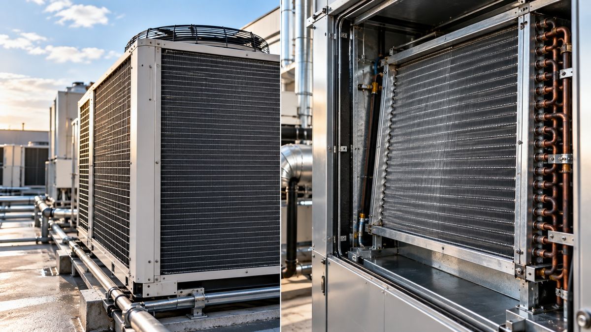 Commercial condenser coil and evaporator coil in HVAC equipment