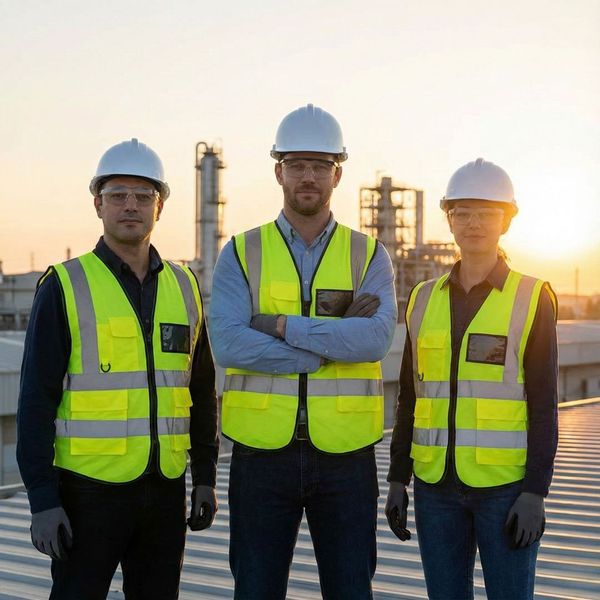 Texas Industrial professional facility services team in safety gear.