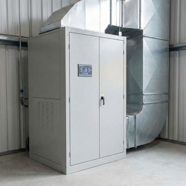 Professional industrial dehumidification system installed in a commercial facility facility maintenance context.