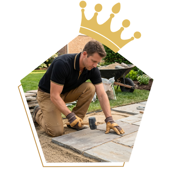 Man installing a stone pathway