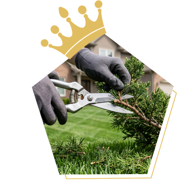 Person trimming a branch