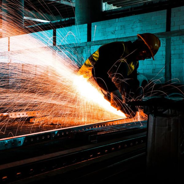 steel fabricator working