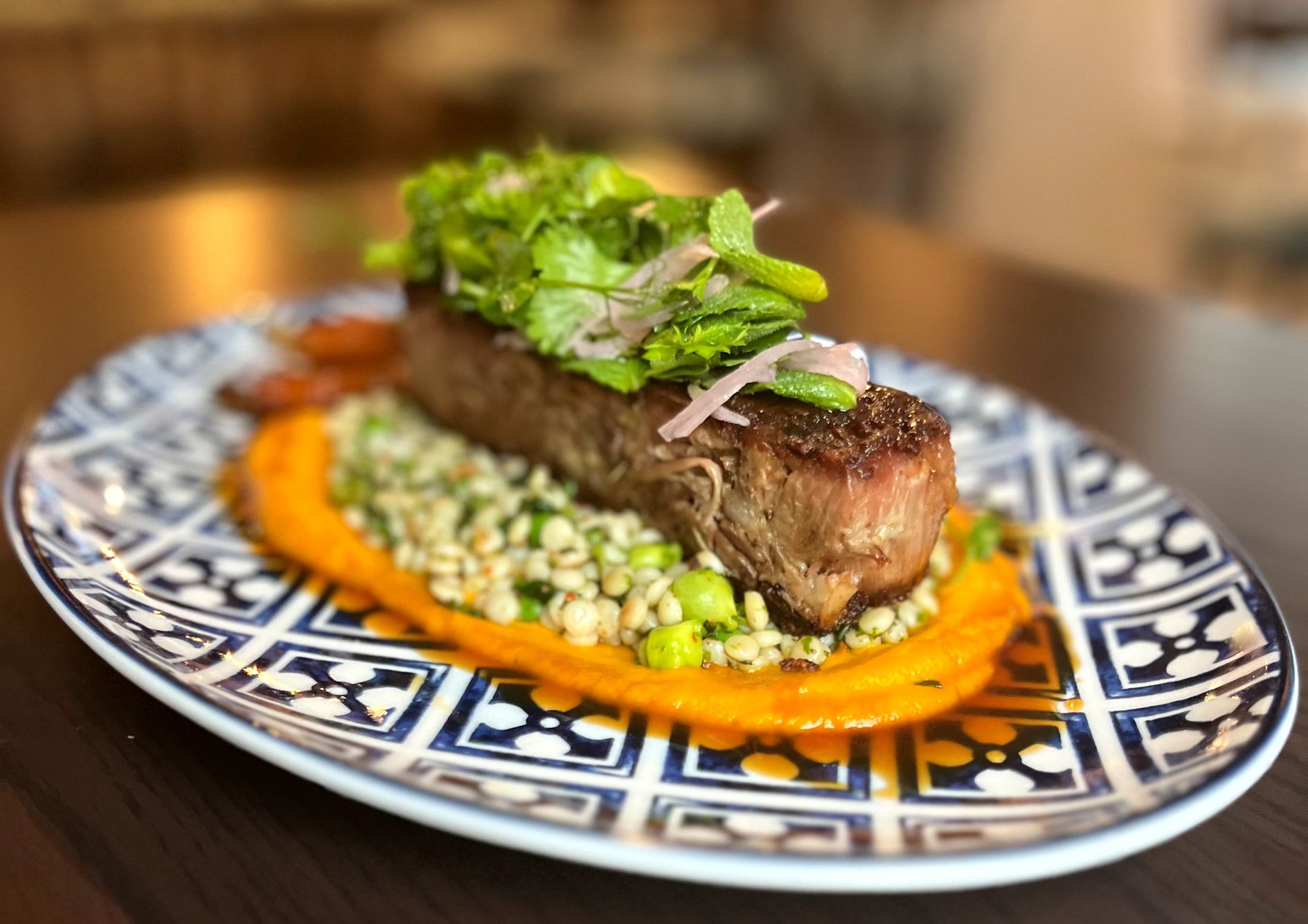 Lamb Shoulder Presse - Carrot ginger puree - cous cous salad - ras el hanout.jpg