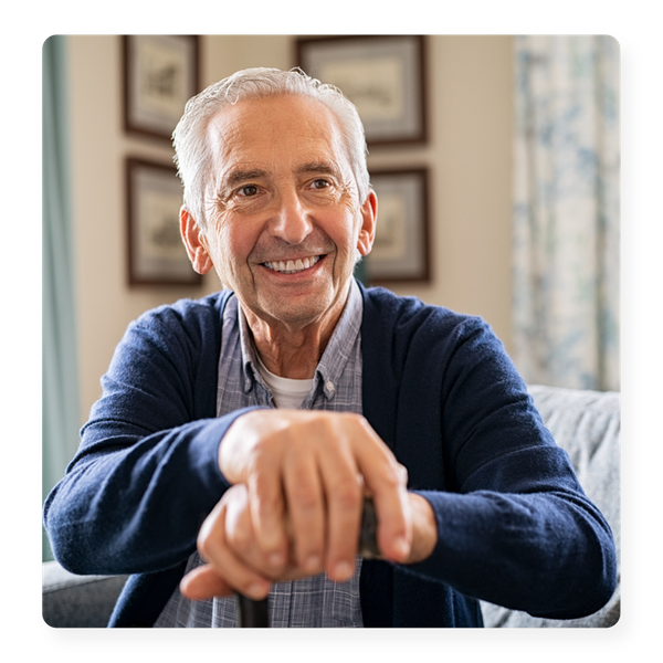 A portrait of a smiling senior man