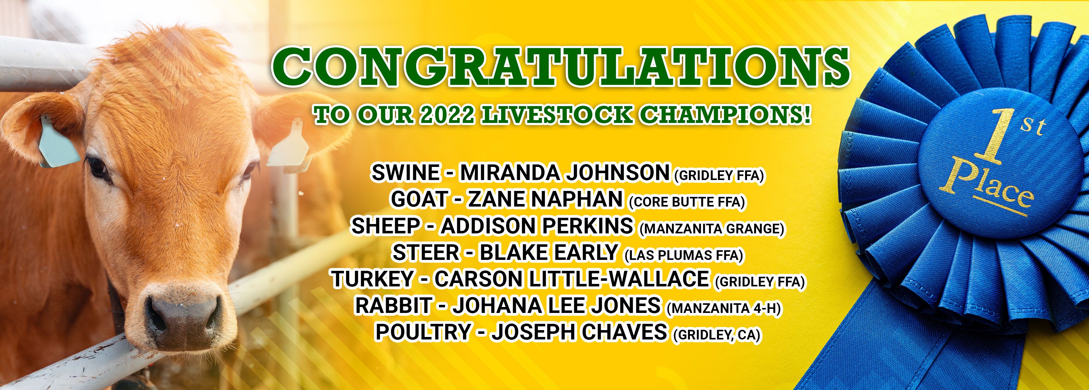 Congratulations to our 2022 Livestock Champions