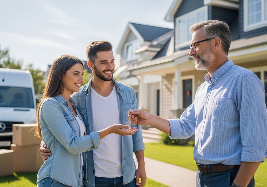 Couple Receiving House Keys