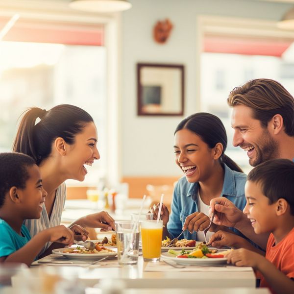 Family eating in a restaurant Family eating in a restaurant