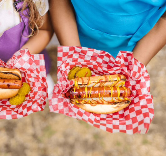 kids with hot dogs kids with hot dogs