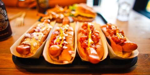 four hot dogs