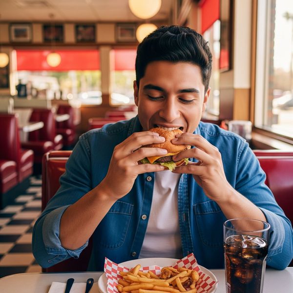 Man eating a burger Man eating a burger