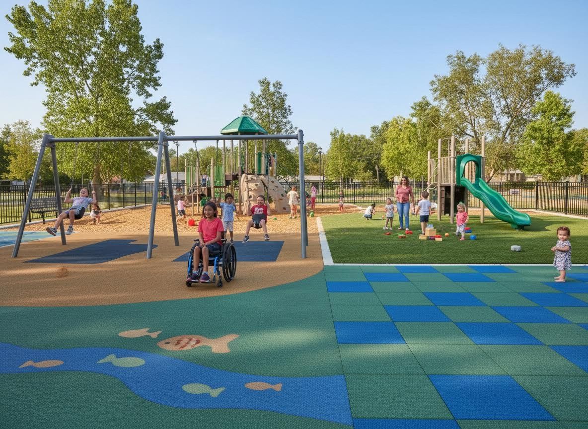 Inclusive Playground with Accessible Surfacing and Diverse Children