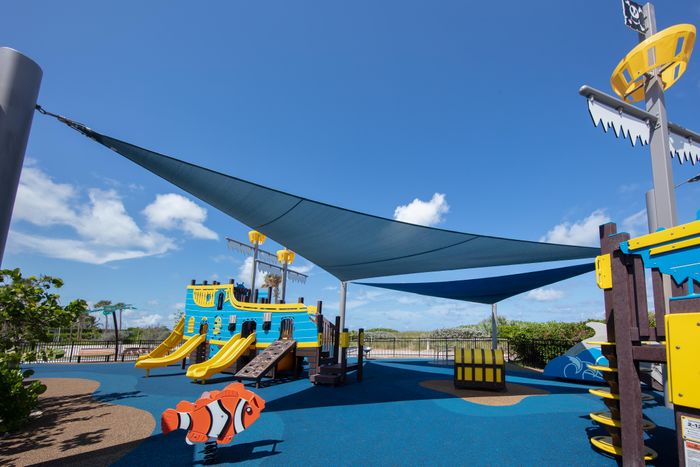 Triangle shades for an outdoor playground
