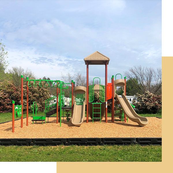 playground set on wood chips