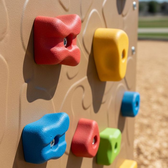 closeup of a child's climbing wall