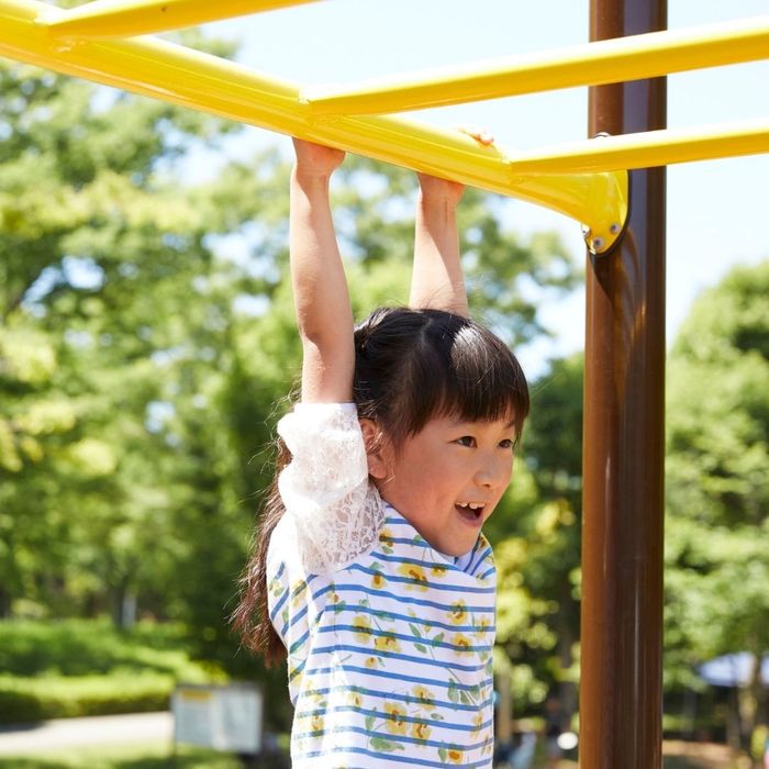 child on the monkey bars