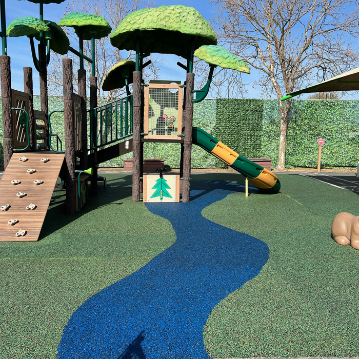 Green and blue Poured-in-Place (PIP) rubber surfacing 