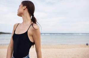 woman along the beach