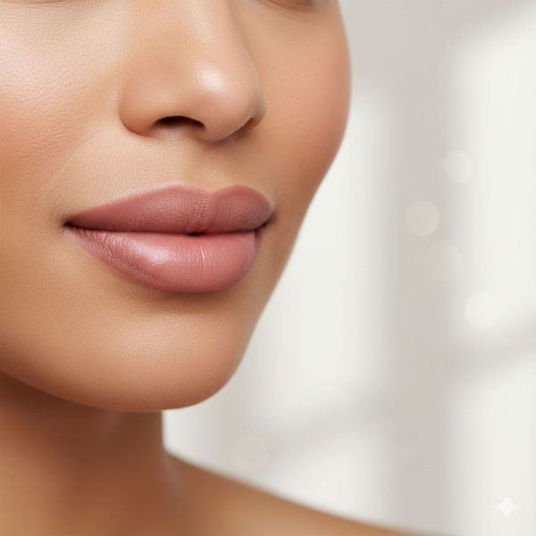 Close-up of naturally plump and defined lips, representing successful lip filler results.