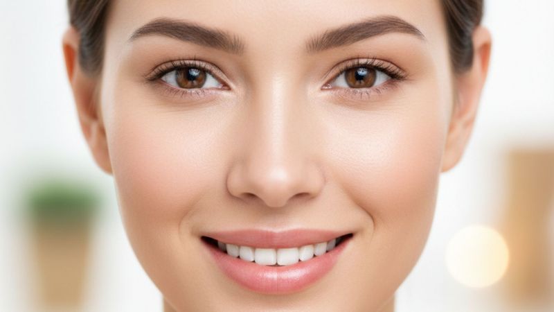 Woman with smooth, rested skin around her eyes and cheeks, representing a rejuvenated aesthetic result. Woman with smooth, rested skin around her eyes and cheeks, representing a rejuvenated aesthetic result.
