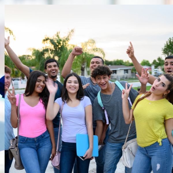 Highschool students taking a picture