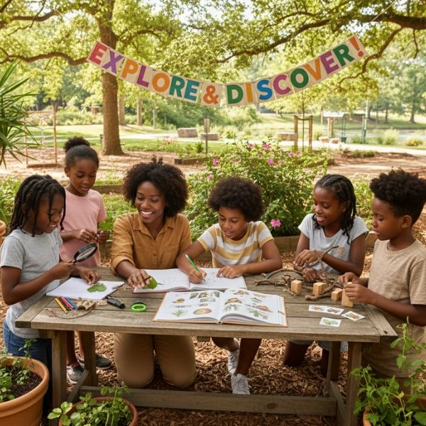 kids learning outside