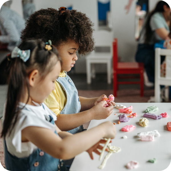 preschool children doing arts and crafts