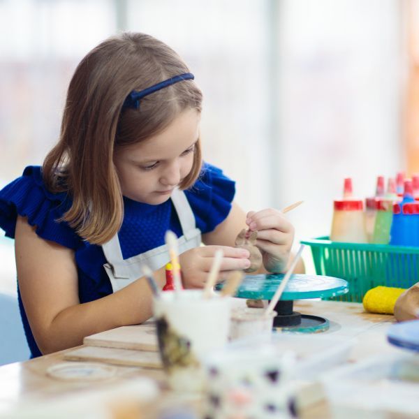 Little girl doing arts and crafts