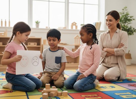 Children Learning About Emotions with Teacher