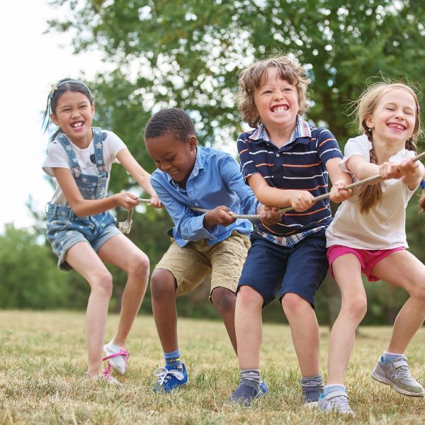 Kids playing tug o war