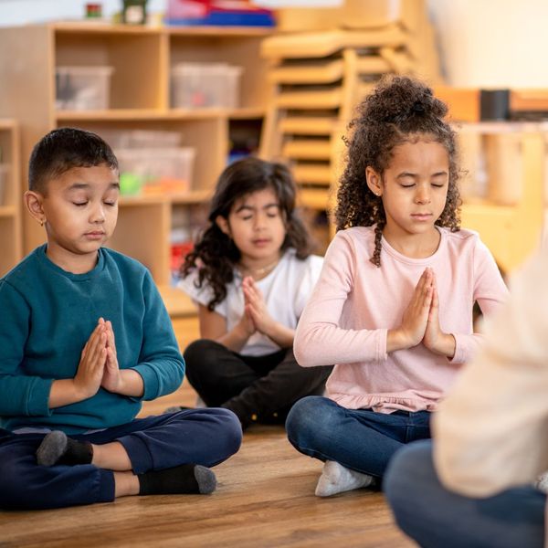 children meditating